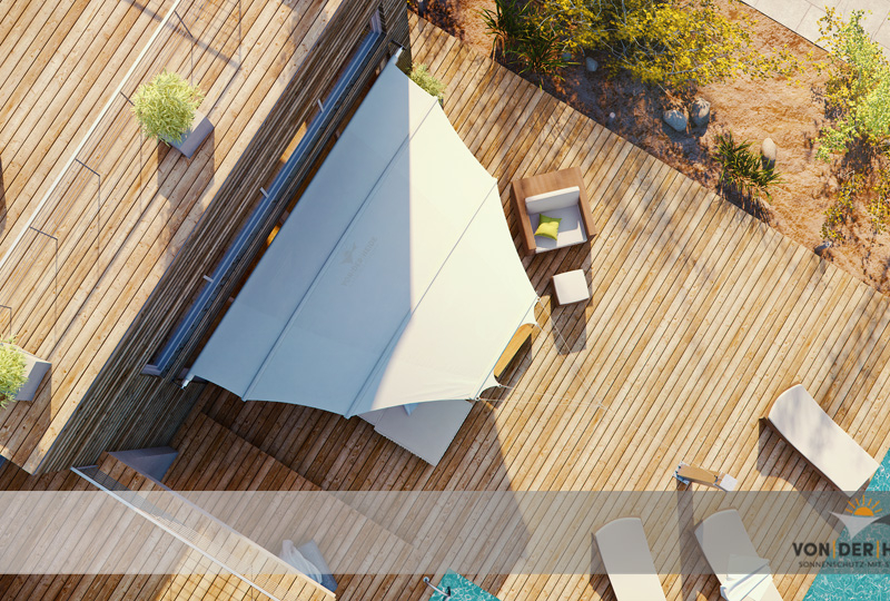 Sehr Windstabiles C4sun Sonnensegel (Blick von oben)