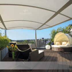 Idylle unter einem C4sun "trapez"-Segel Das C4sun "trapez"-Segel bietet Schutz vor Sonne und Regen und sieht verdammt gut aus.