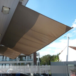 Markisen-Segel auf Gastroterrasse Markisen-Segel auf einer Restaurantterrasse in Scharbeutz / Ostsee