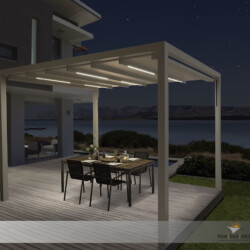 Q.bus Falt-Pergola Leiner-Sunrain Q Q.bus Falt-Pergola Leiner-Sunrain mit LED-Beleuchtung