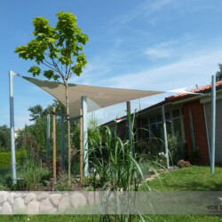 Saisonsegel als Terrassendach Sonnensegel als Terrassendach an einem Einzelhaus in Plön