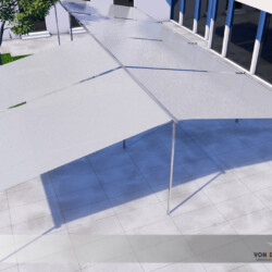 CAD-Planung mit Schattensumulation CAD-Planung mit mehreren Shadesign-Markisensegeln für eine Schule