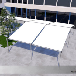 CAD-Planung Sonnenschutzanlagen CAD-Planung mit mehreren Shadesign-Markisensegeln für eine Schule