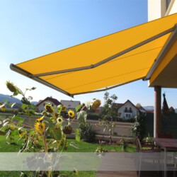 Kassettenmarkise markilux 5010 Kassettenmarkise markilux 5010 / Kassette Farbe steingrau / Tuch Sonnengelb